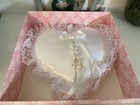 Vintage Hortense B  Hewitt Heart Shaped Ring Bearer Pillow White Lace Excellent 