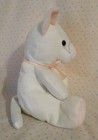 Vintage Kellytoy White Pink Cat Sitting Stuffed Animal Beanbag Plush Toy 10 