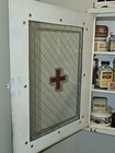 Vintage Red Cross Medical Cabinet  - All Metal - Wire In Glass - W  Supplies