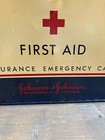 Vtg Johnson   Johnson First Aid Insurance Emergency Case Metal Box Wall Mount