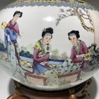 Chinese Porcelain Bowl Planter Famille Rose Nice Painting W  Mark Calligraphy