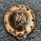 Antique Art Nouveau Gold Toned Silver Plated Heavy Hand Mirror Early 1900s