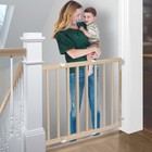 Wood Child Safety Gate Extra Wide Stairway Swing One-hand Operation 28-42in New