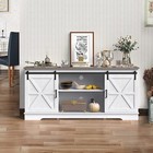 59  Farmhouse Kitchen Buffet Cabinet Sideboard Coffee Bar W  Sliding Barn Door