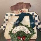 Real Wood Hand Painted 3d Christmas Winter Celebration Let It Snow Snowman Angel