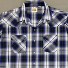 Ely Cattleman Men s Blue Black Plaid Pearl Snap Western Shirt Cowboy Xl