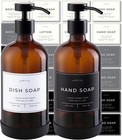 Hand And Dish Soap Dispenser For Kitchen And Bathroom  Set Of 2 16 Oz Glass B   