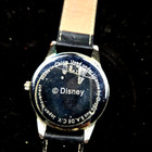 Disney Mickey Mouse Watch Quartz Japan Movement Black Leather Strap Vintage