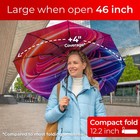 Reverse Folding Umbrella 46  Canopy  9 Fiberglass Ribs - Windproof Travel Rain