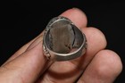 Rare Ancient Roman Silver Ring Agate Stone Intaglio Seal Bezel Animal