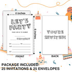 Black And White Birthday Invitations  25 Double-sided Invitation Cards With 25 E