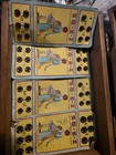 Vtg Wood Sewing Box Lot Fasteners Needles Ruler Misc  