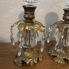 Vintage Hollywood Regency Style Ornate Gold Cast Brass Candlestick Holders