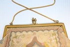 Antique 1920s French Embroidered Purse Acorn Finials   0001