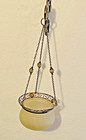 Vintage Hanging Glass Candle Lantern Frosted Brass Filigree With Votive Insert