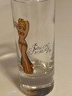 Vintage Sailor Jerry Double Shot Glass 4-1 8  Tall  With Dancing Girl   Logo