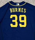 Burnes Size 48  39 2021 Milwaukee Brewers Game Jersey Issued Road Blue Mlb