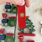 Vintage Wooden Christmas Napkin Rings Wreath Train Tree Santa Lot Bundle