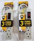 2-pack 3 Outlet Power Strip Surge Protector Flat Plug 5    Short Extension Cord