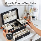 Jewelry Organizer Box Large 3 Layers For Women Girls With 5 Ring Slots