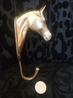 Vintage Antique Solid Brass Horsehead Hook Hanger 