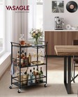 Bar Cart With Wheels  Drink Cart With Wine Rack And Glass Holder