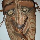 Rare Papua New Guinea Sepik River Vint Lg Hand Pntd Wood rattan hemp Tribal Mask