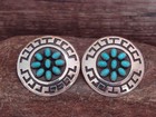 Native American Sterling Silver   Turquoise Cluster Post Earrings By Scott