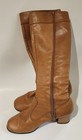 Vintage 70s 8 M Caramel Lights Brown Leather Campus Knee High Go Go Boots 18  