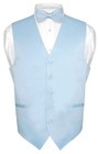 Men s Dress Vest Bowtie Hanky Baby Blue Color Bow Tie Set For Suit Or Tuxedo