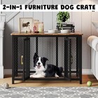Metal Pet Dog Crate Pet Dog Kennel Cage Furniture Sofa End Table W  2 Doors