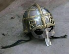 Medieval Viking Vendel Helmet 18 Ga Metal   Brass Accent Nasal Armor Helmet