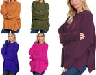 Women s Mock Neck Oversized Loose Fit Sweater Heavyweight Soft Warm Side Slits