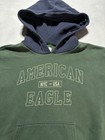American Eagle Colorblock Hoodie Size Xs Faded Green Navy Blue Preppy Grunge Y2k