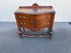 67514 Antique Victorian Burled Walnut  Server With Ornate Carvings