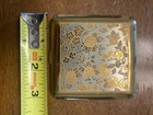 Beautiful  Vintage Wadsworth Compact Gold Tone Mirror Flower Design Powder Puff  