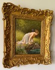 The Most Stunning Rare Antique Kpm Porcelain Plaque-  psyche At Nature s Mirror 