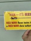 Red Man Chewing Tobacco Sign Vintage 1950s 60s 15  Metal Gas Station Advertising