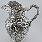 Early Sterling Silver Stieff   Bssco Water Pitcher Repousse Rose Baltimore
