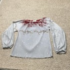 Vintage Plaza Square 70s Shirt Skirt Set Womens 10 Gray Red Floral Boho