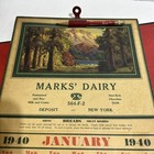 Vintage 1940 Paper Wall Calendar Marks Dairy Deposit New York