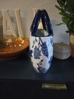 Ceramic Purse Vase   Blue And White Chinoiserie Porcelain Handbag Flower Pot