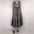 Vintage Papell Boutique Evenings Mesh Floral Sleeveless Midi Swing Dress Size 12