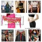 Women s Sweet Bellydance Hip Scarf With Gold Coins Skirts Wrap Noisy One Size   