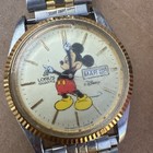 Vintage Lorus Quartz Mickey Mouse Watch Two-tone Metal Band Disney Day date 