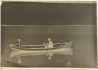 Antique Glass Plate Negative   Two Children In Wooden Rowboats On Lake