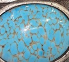 Sterling Silver And Spiderweb Turquoise Belt Buckle Men   s Large Cabochon