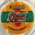 Great Canadian Casino  1000 Jeton In Lucite Souvenir Key Chain British Columbia