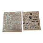 Vintage Clear Acrylic Stamp Large Lot Dogs Months Words Paisley Veggies Crafts