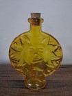 Vintage 7 5    Yellow Sun Glass Bottle Bud Base Sun Face Bohemian Retro Decor